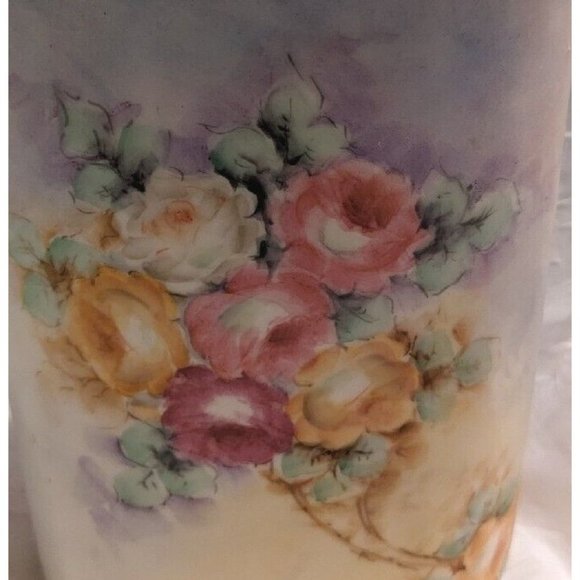 Vtg Kleine Co Vase Art Pottery Roses Handpainted Signed M. H. Davis Floral Gold - Picture 14 of 16